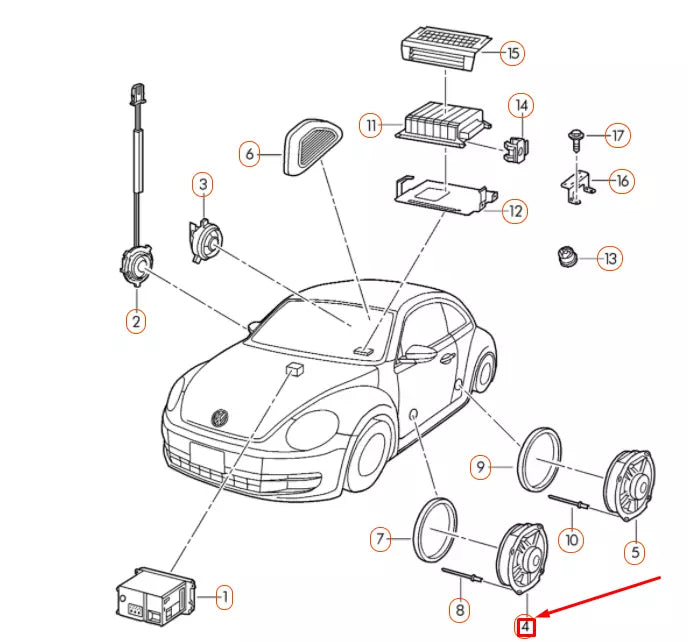 NEW VOLKSWAGEN BEETLE A5 FRONT DOOR BASS LOUDSPEAKER 5C5035454F ORIGINAL