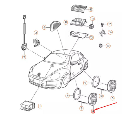 NEW VOLKSWAGEN BEETLE A5 FRONT DOOR BASS LOUDSPEAKER 5C5035454F ORIGINAL