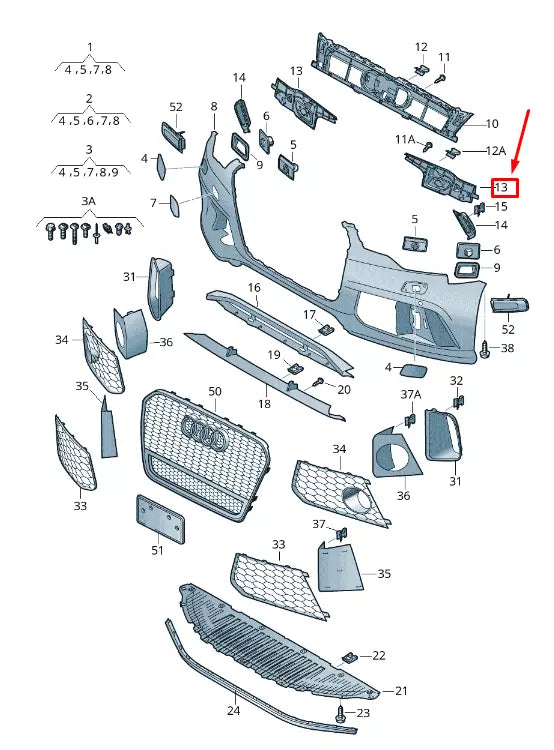 NEW AUDI RS7 SPORTBACK 4G FRONT RIGHT BUMPER CLOSING ELEMENT 4G8807096B