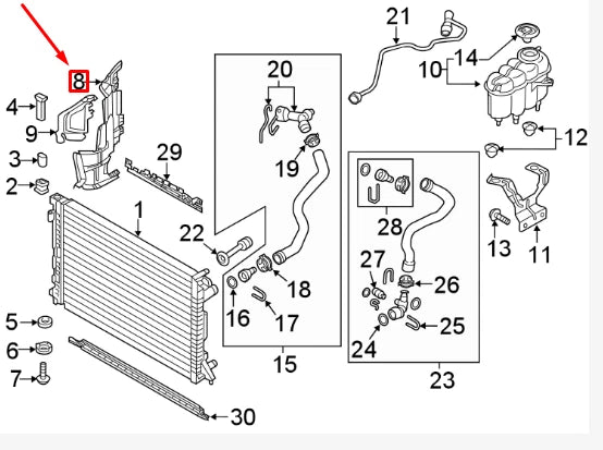 NEW AUDI A4 B9 RADIATOR LEFT OUTER DUCT 8W0121283AM ORIGINAL