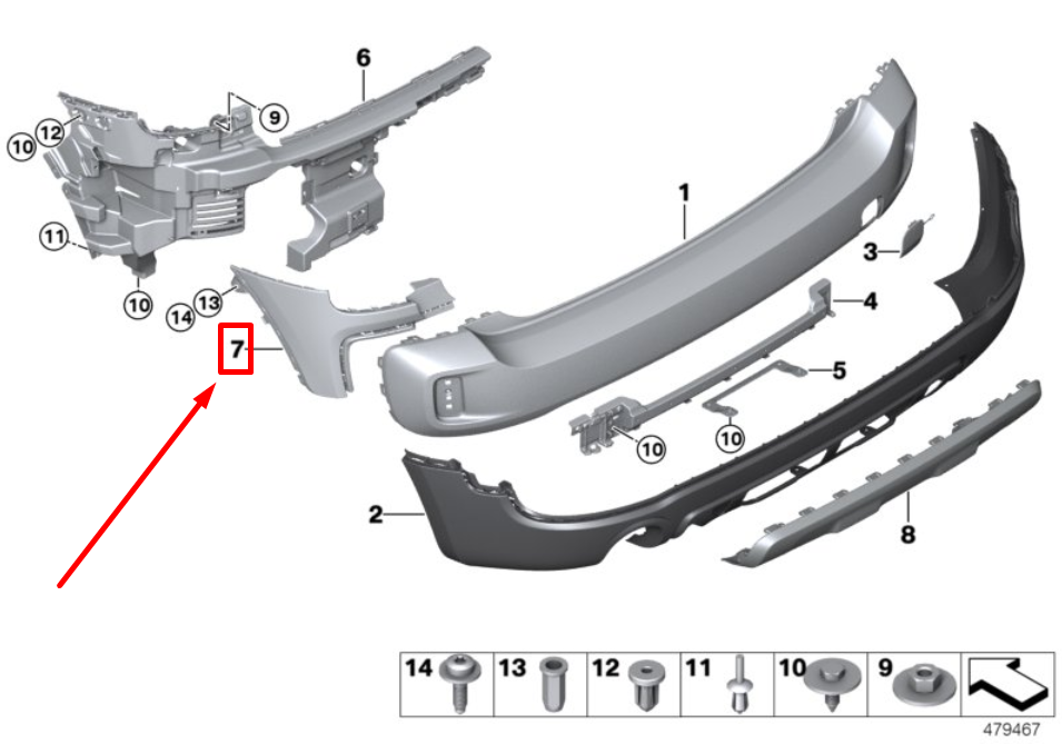 new mini countryman f60 rear left bumper cover 51127391205 7391205 original