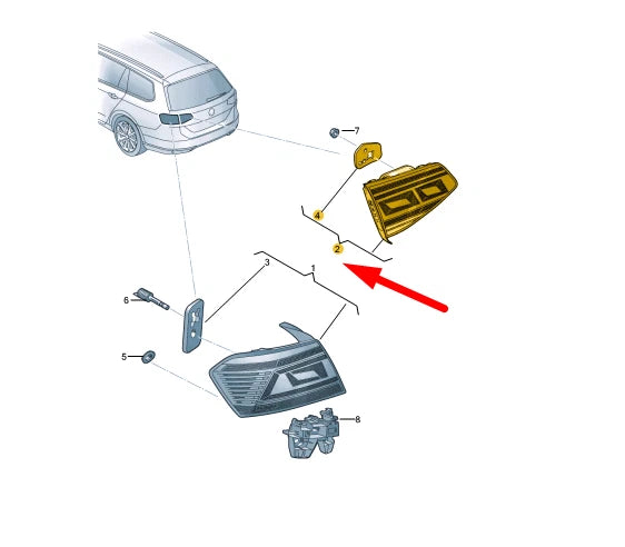 NEW VW PASSAT VARIANT B8 REAR RIGHT SIDE INNER LED TAILLIGHT 3G9945308M ORIGINAL
