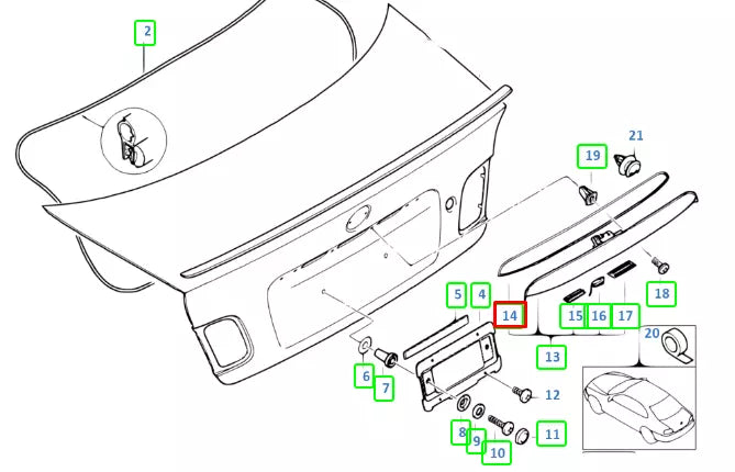 NEW BMW 3 CONVERTIBLE E46 TRUNK LID GRIP GASKET SEAL 51138244337 ORIGINAL