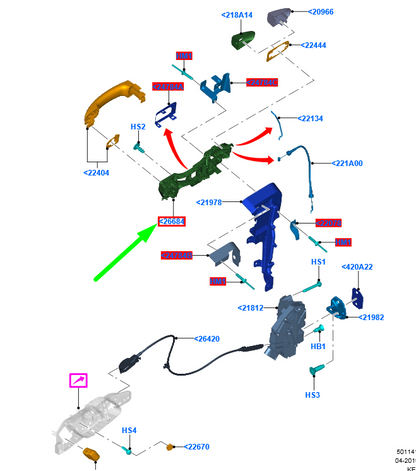 new ford ranger t6 front left door handle lock reinforcement lhd 2474395