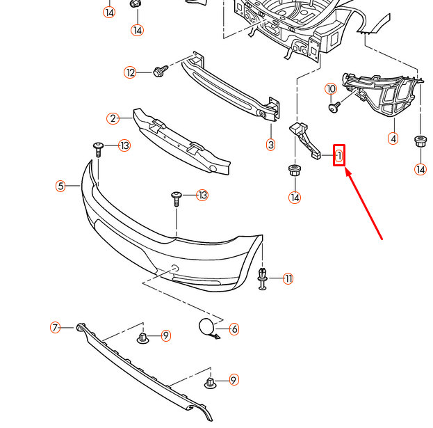 NEW VOLKSWAGEN BEETLE A5 REAR BUMPER BRACKET RIGHT 5C5807132 ORIGINAL