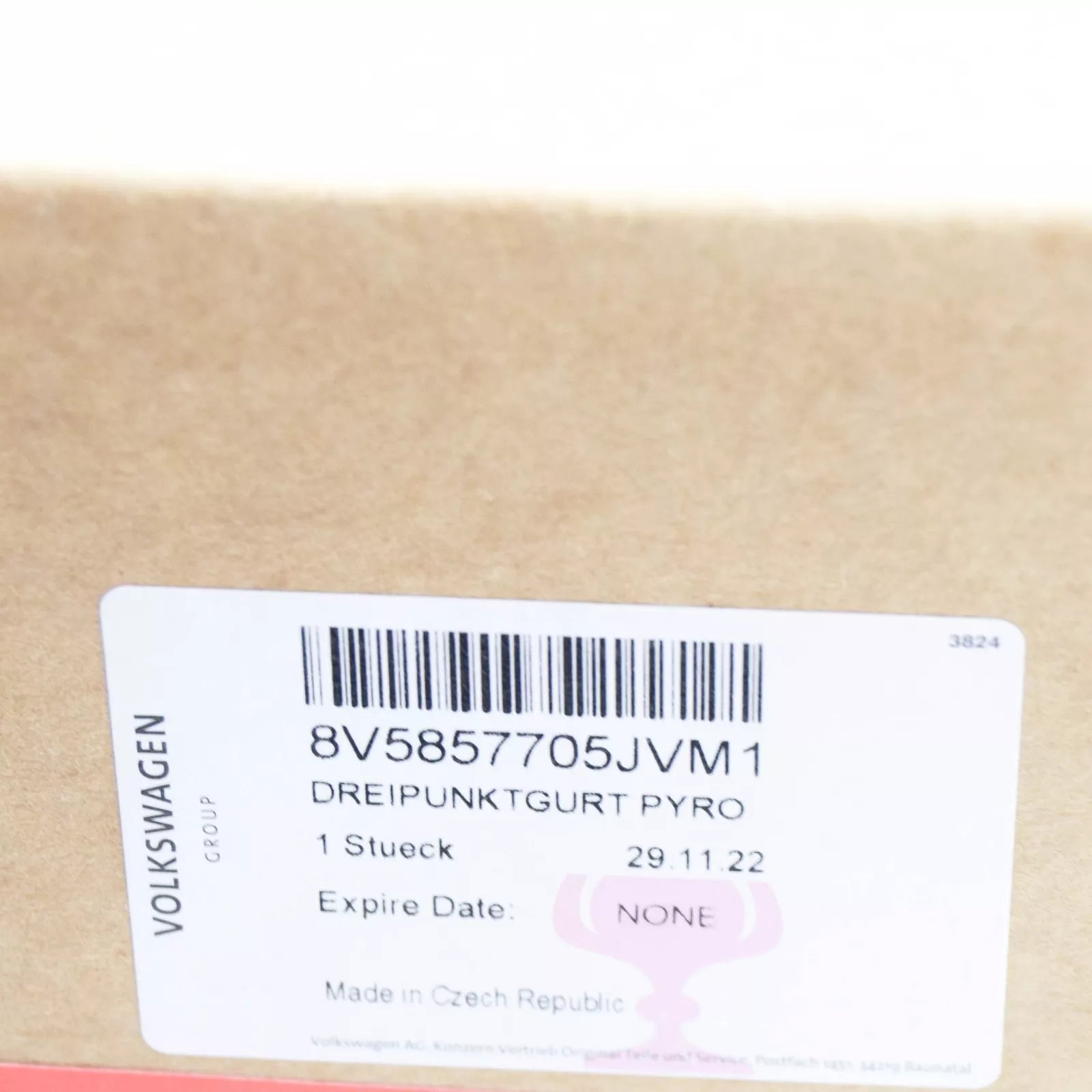 NEW AUDI RS3 FRONT LEFT SEATBELT 8V5857705JVM1 ORIGINAL