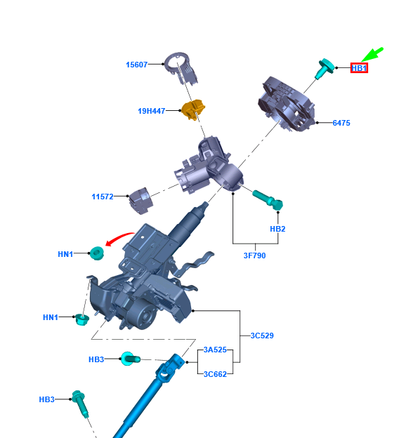 new ford b-max b232 steering column bolt 1429902 w705985-s303 original