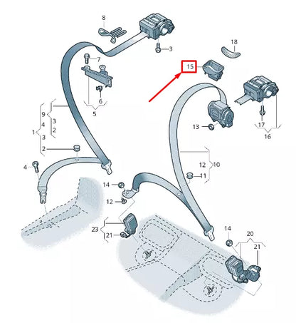 NEW AUDI E-TRON GEN REAR SEATBELT COVER 8W08577631JO
