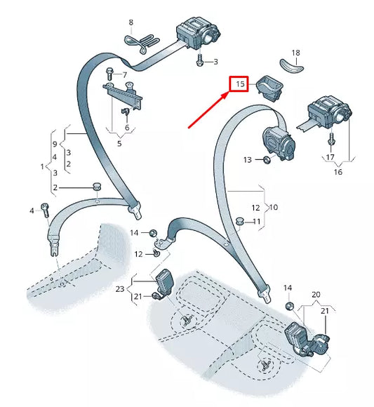 NEW AUDI E-TRON GEN REAR SEATBELT COVER 8W08577631JO