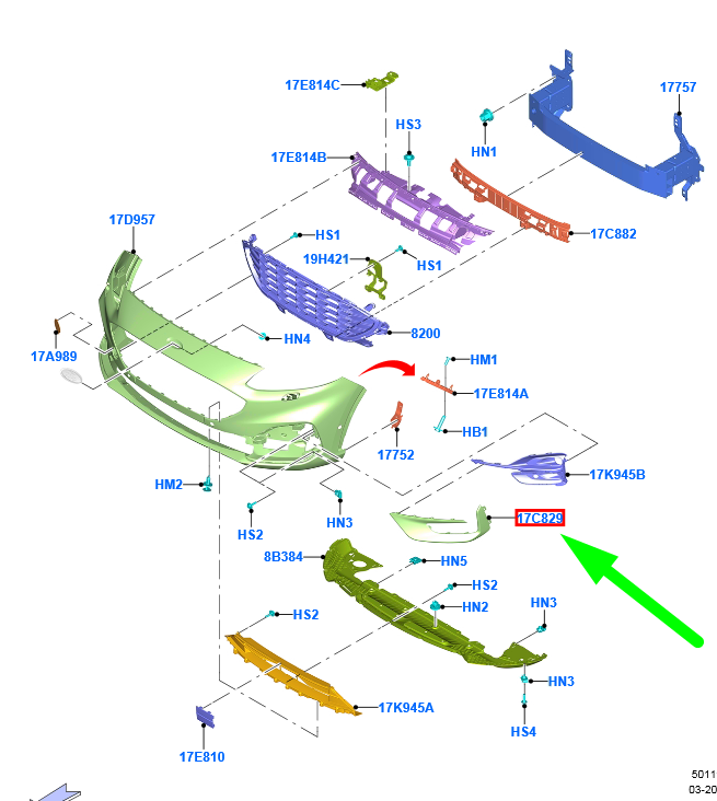 new ford kuga cx482 mk3 front left bumper bar molding 2471812 original