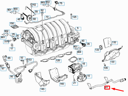 NEW MB ML W164 GAS ACTUATOR TO INTAKE MANIFOLD BREATHER PIPE A1560180512