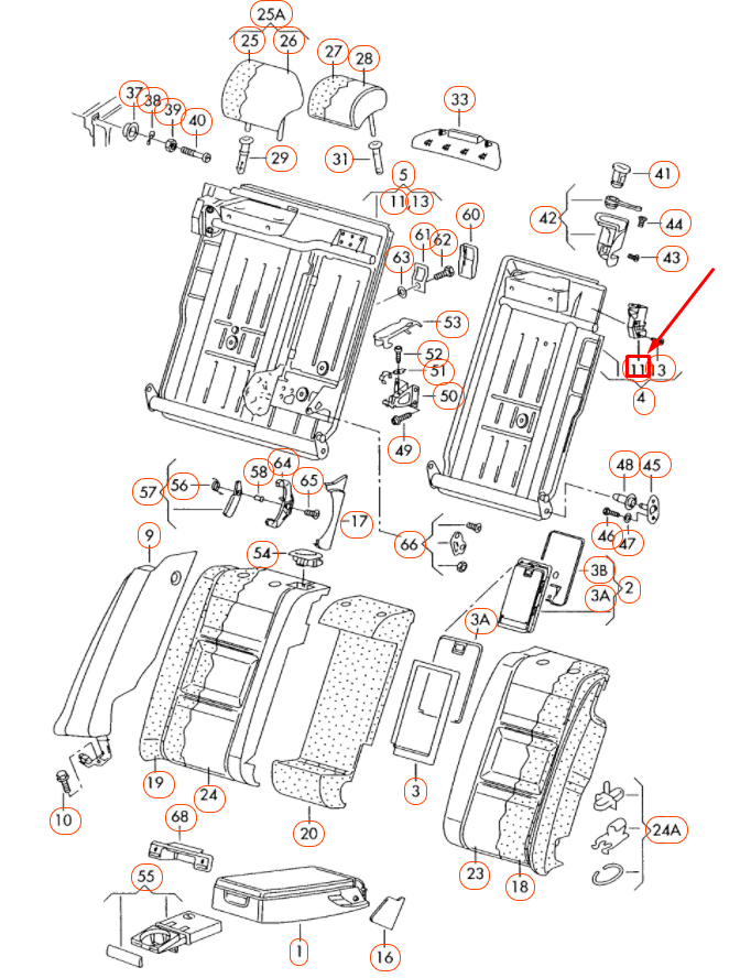 NEW AUDI A4 B7 REAR RIGHT FOLDING SEAT LOCK 4B0885734C ORIGINAL