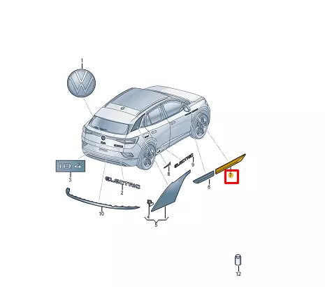 NEW VOLKSWAGEN ID.4 E21 FRONT WING FENDER RIGHT BADGE 11K853688MIE ORIGINAL