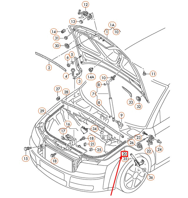NEW AUDI A4 8E B6 HOOD LID LOCK CABLE LHD 8E1823531D ORIGINAL