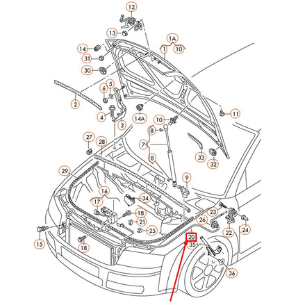 NEW AUDI A4 8E B6 HOOD LID LOCK CABLE LHD 8E1823531D ORIGINAL