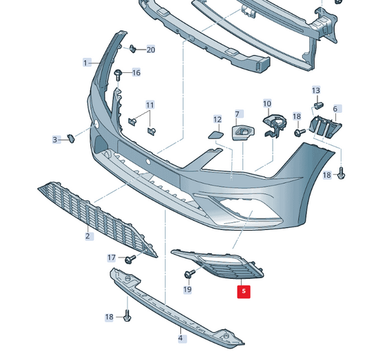 new seat leon 5f front right side bumper grille 5f0853666h9b9 original