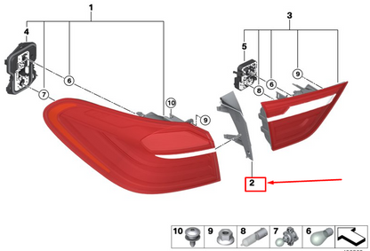 new bmw x4 f26 rear right tail light finisher 63257357984 original