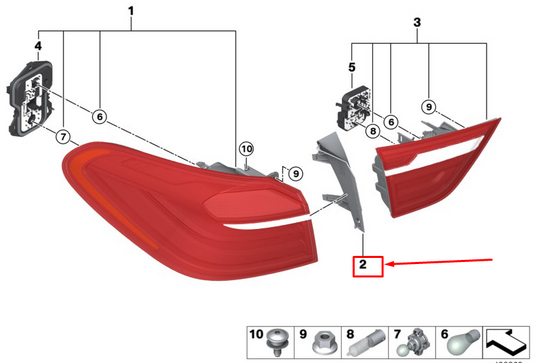 new bmw x4 f26 rear right tail light finisher 63257357984 original