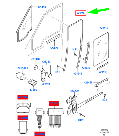 new ford transit mk3 front left door window glass run 1801570 original