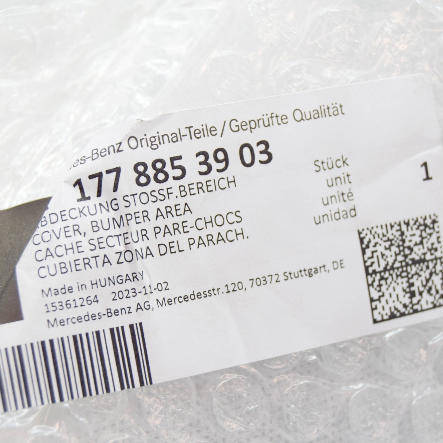 NEW MB A W177 FRONT BUMPER LOWER RIGHT INNER COVER A1778853903 ORIGINAL