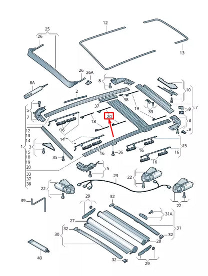 NEW AUDI Q7 4L FRONT CENTER SUNROOF CABLE 4L0898870B ORIGINAL