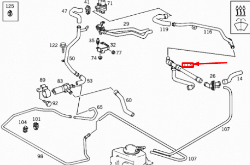 NEW MERCEDES-BENZ E W210 ENGINE TO CONNECTING TUBE HOSE A2108300296 ORIGINAL