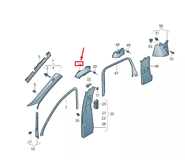 NEW VW TOUAREG 7P MK2 RIGHT B-PILLAR GUIDING PLATE 7P0809174