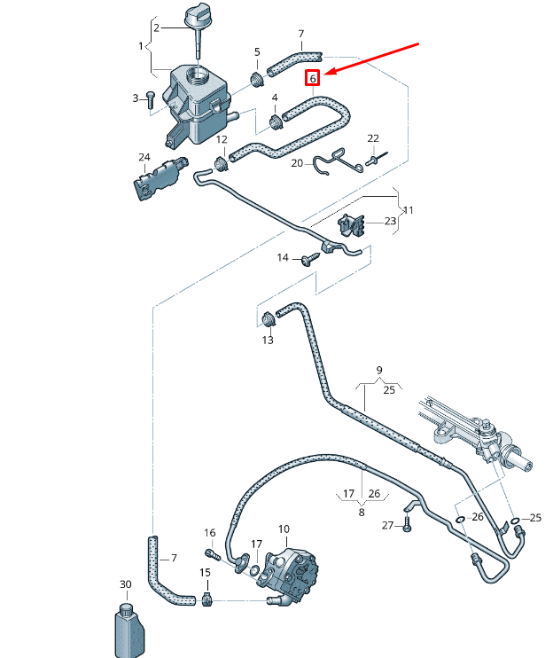 NEW VW TRANSPORTER VI T6 POWER STEERING HOSE 7E0422895G ORIGINAL