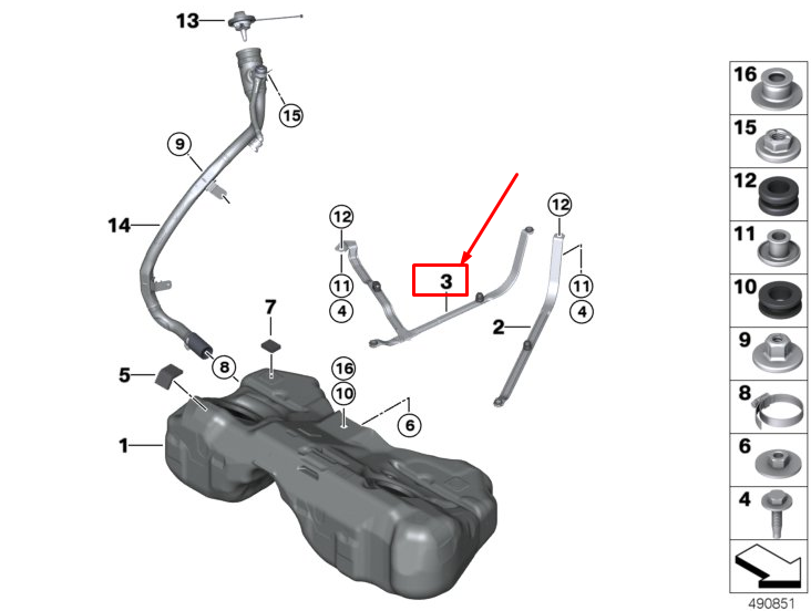 new bmw x3 g01 right fuel tank tension strap 16117404150 original
