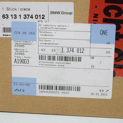 NEW BMW 7 E32 RIGHT TURN CORNER LIGHT 63131374012 1374012 ORIGINAL
