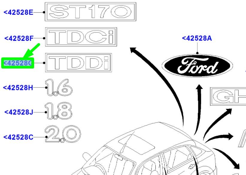 new ford focus mk1 bootlid badge emblem 1211631 2m51-a42528-ea original