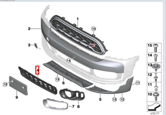 new mini countryman f60 front bumper lower center grille 51117390511 original