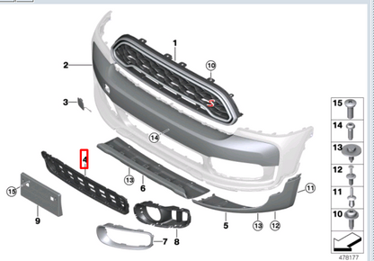 new mini countryman f60 front bumper lower center grille 51117390511 original