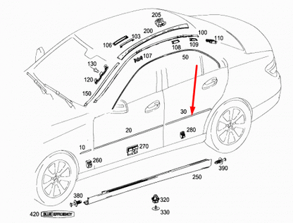 new mercedes-benz c-class w204 rear right door chrome molding a2047300280