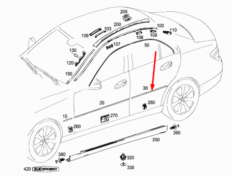 new mercedes-benz c-class w204 rear right door chrome molding a2047300280