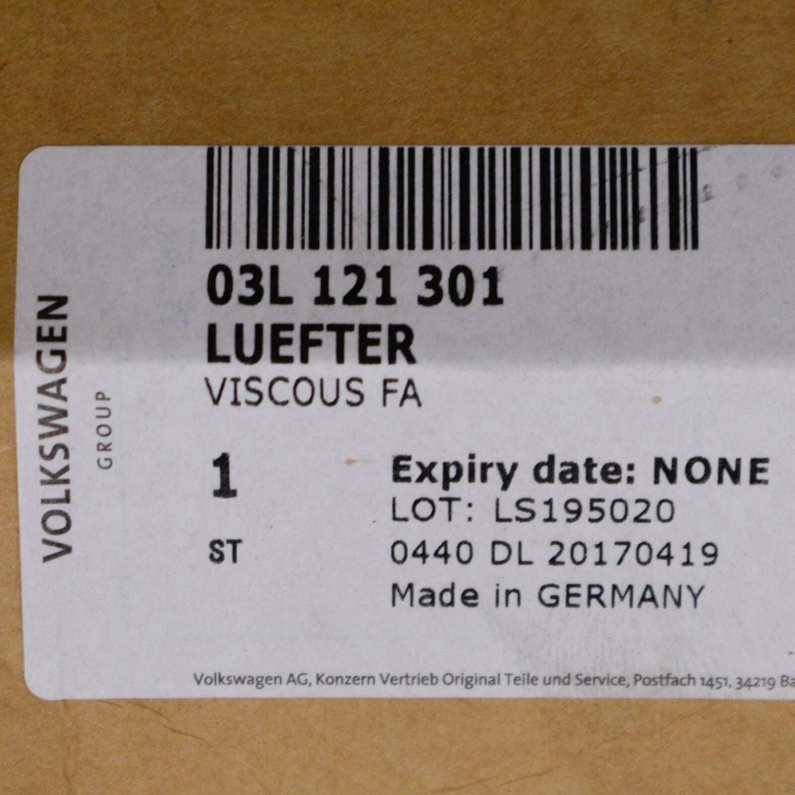 NEW VW CRAFTER COOLING RADIATOR FAN 03L121301 ORIGINAL