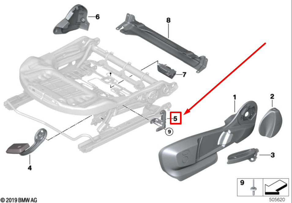 new mini cooper f55 right seat outer holder cover 52107404224 7404224 original