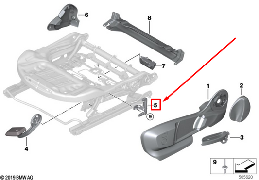 new mini cooper f55 right seat outer holder cover 52107404224 7404224 original