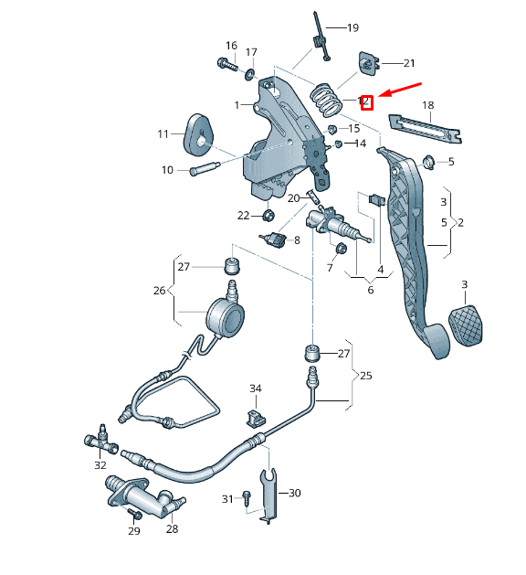 new vw transporter vi t6 clutch pedal over-centre spring 7e0721403b original