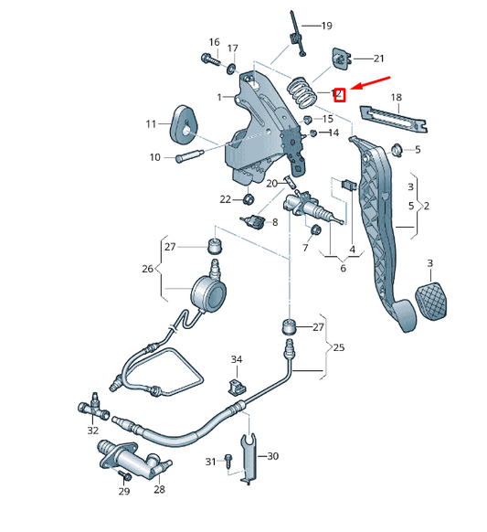 new vw transporter vi t6 clutch pedal over-centre spring 7e0721403b original