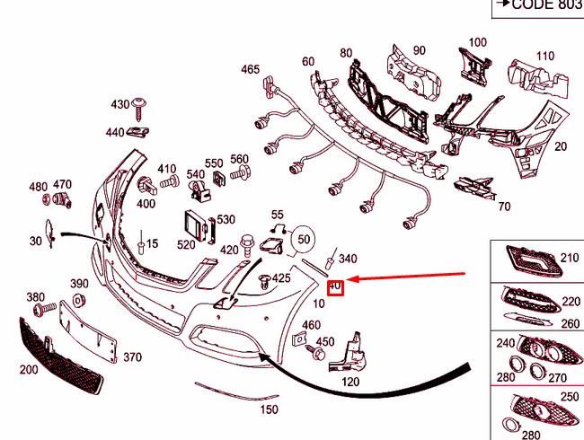 NEW MERCEDES-BENZ E W212 FRONT BUMPER RIGHT MOUNTING RAIL A2128810206 ORIGINAL