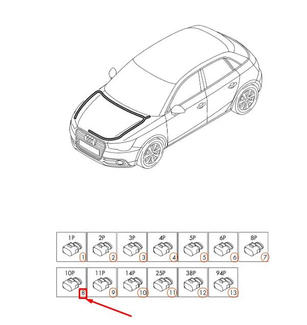 NEW AUDI A1 MK1 HALOGEN HEADLIGHT FLAT CONTACT HOUSING 10 PIN 6R0973735 ORIGINAL