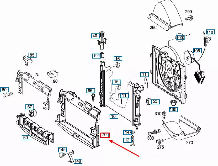 NEW MERCEDES-BENZ CLK C209 RADIATOR AIR BAFFLE DUCT A2095050530 ORIGINAL