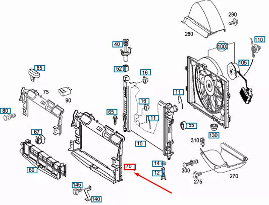 NEW MERCEDES-BENZ CLK C209 RADIATOR AIR BAFFLE DUCT A2095050530 ORIGINAL
