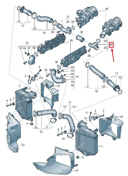 NEW AUDI Q7 4M LEFT UPPER ENGINE CHARGE AIR TUBE 0P2145673C