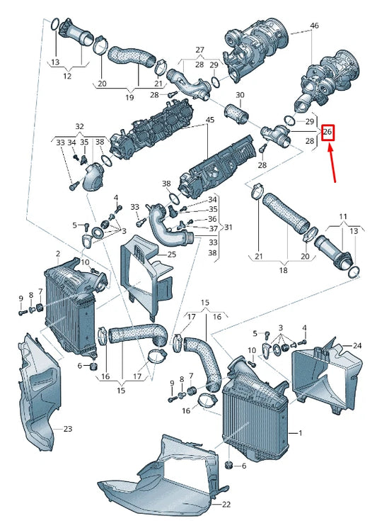 NEW AUDI Q7 4M LEFT UPPER ENGINE CHARGE AIR TUBE 0P2145673C
