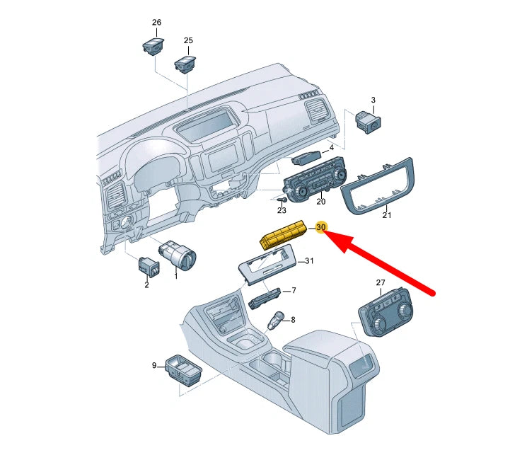NEW VOLKSWAGEN SHARAN 7N CONTROL PANEL WITH PUSHBUTTONS 7N0927137FXSH ORIGINAL