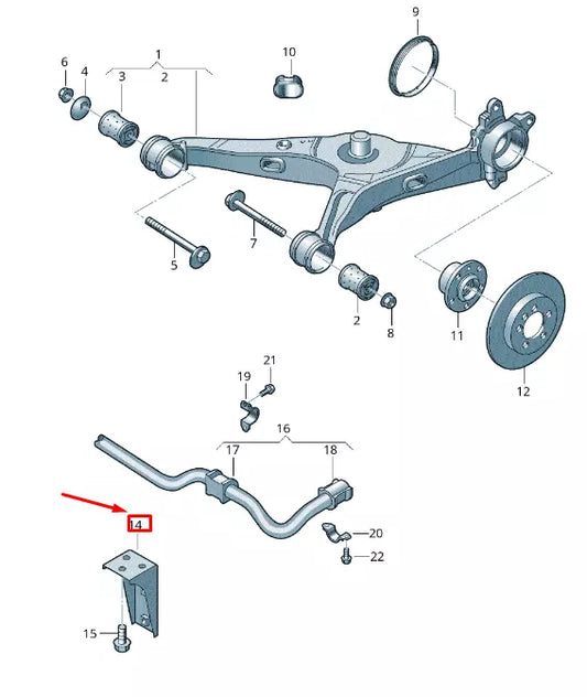 NEW VW TRANSPORTER VI T6 REAR STABILIZER BRACKET MOUNT 7H0511221A