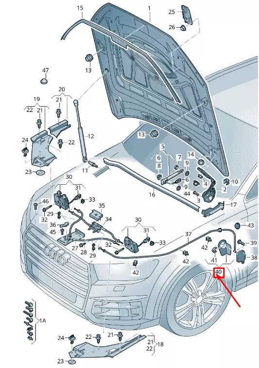 NEW AUDI Q7 4M RIGHT HOOD RELEASE HANDLE RHD 4M2823533ESF3