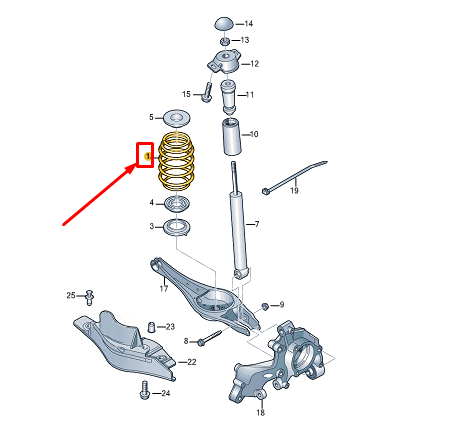 new vw e-golf mk7 rear coil spring 5q0511115be original
